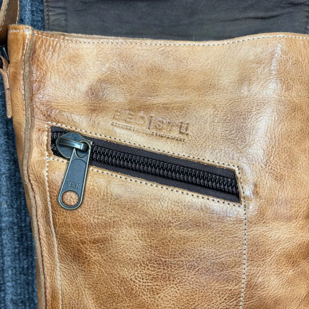 Bed Stu Tan Venice Leather Distressed Crossbody Messenger Bag
